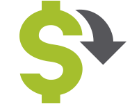 Image of a dollar sign with a down arrow